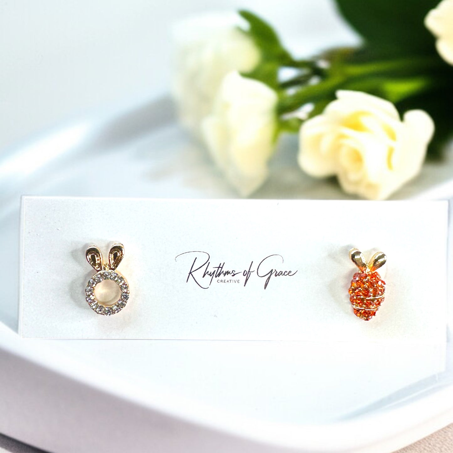 Hop into Easter Sparkle: Rhinestone Stud Earrings