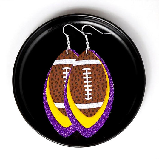 Touchdown Chic: LSU Tigers Double Color Football Earrings!