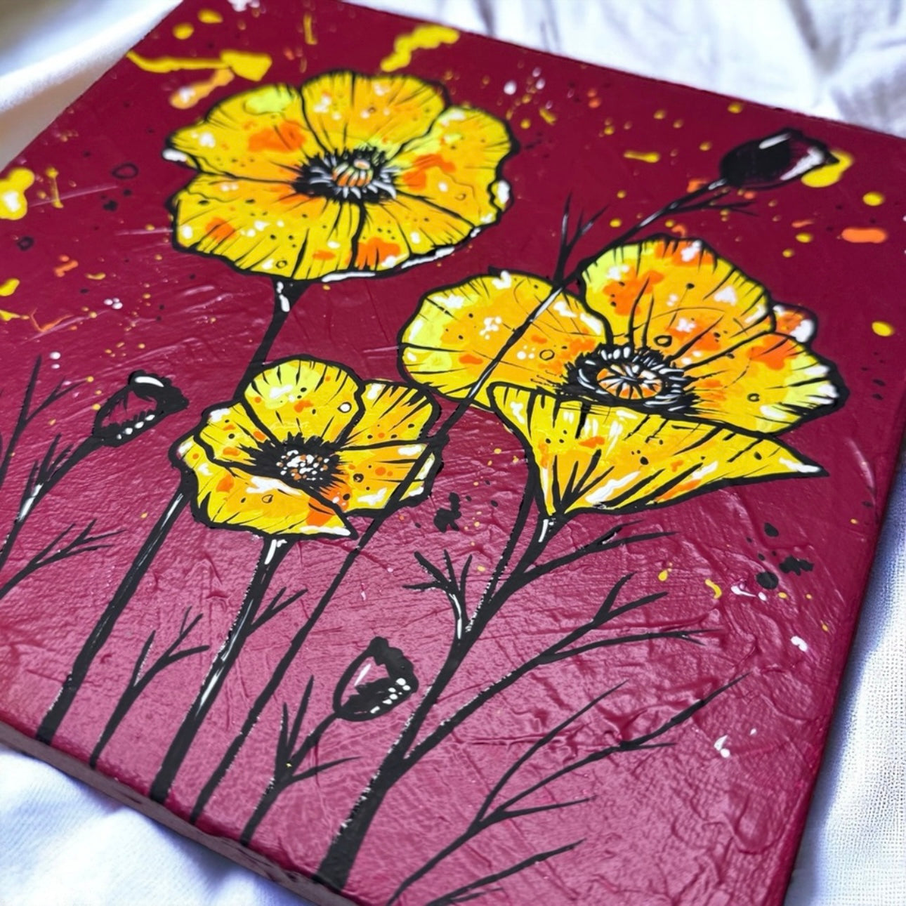 Original Artwork Textured Painting - "Harmony in Bloom" - Unique 8x8 Canvas Art