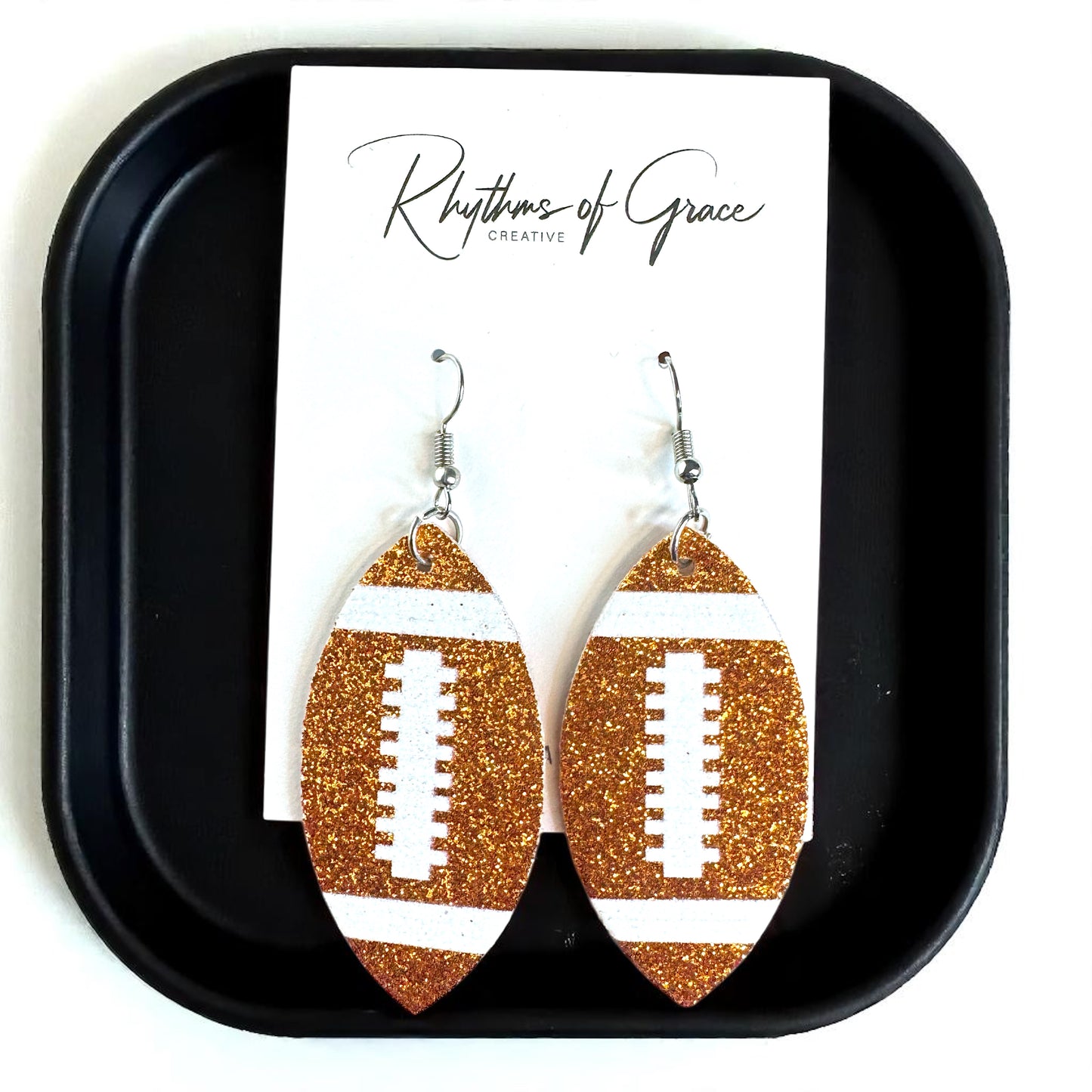 Score Big with Sparkle! Glitter Football Dangle Earrings 🏈