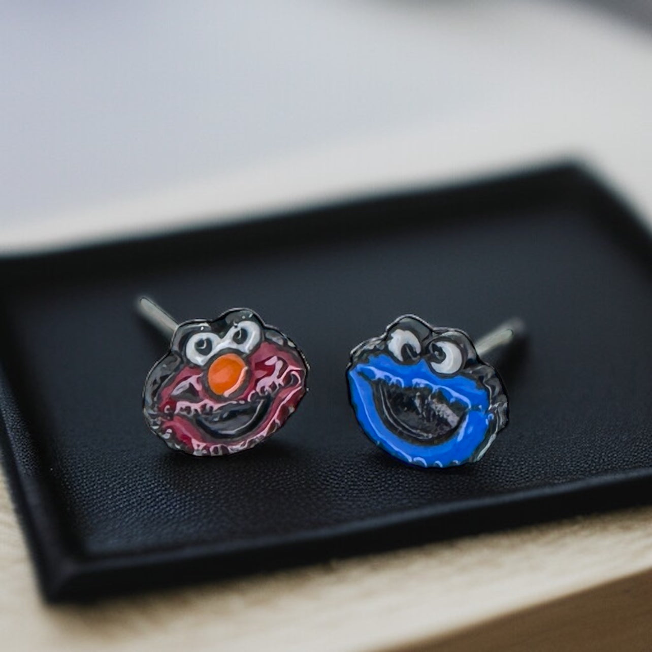 Monster Mash-Up: Colorful Elmo & Cookie Monster Stud Earrings!