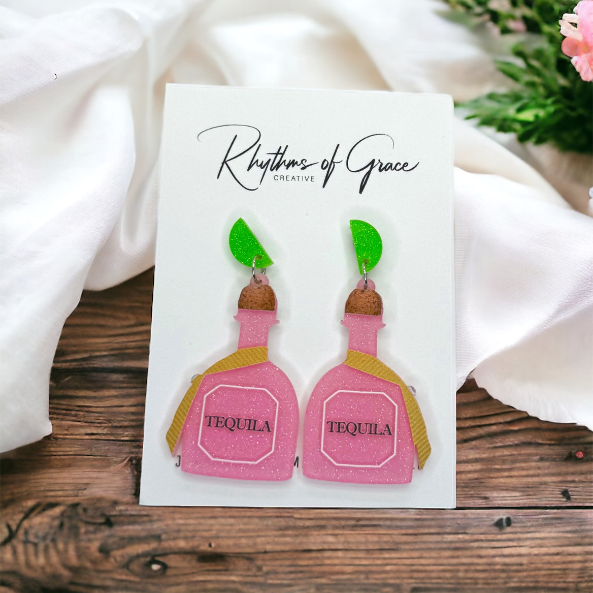 Tequila Earrings - Tequila Shots, Margarita Accessories, Mexican Fiesta, Happy Birthday, Cinco de Mayo