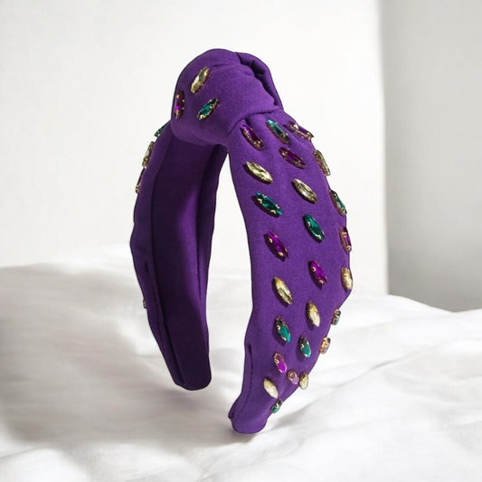 Sparkly Mardi Gras Headband - Vibrant Purple, Green, & Gold 🎭