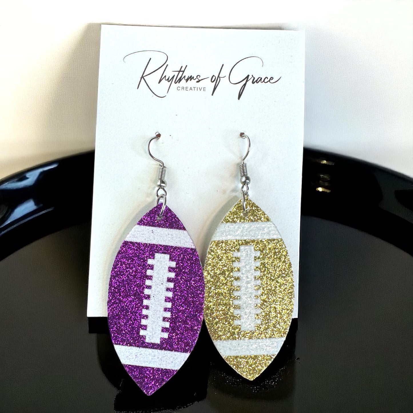 Score Big with Sparkle! Glitter Football Dangle Earrings 🏈