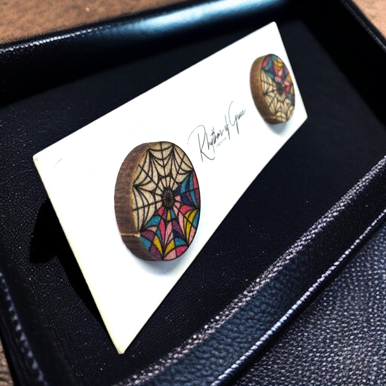 Wednesday Vibes: Enchanting Stained Glass Stud Earrings!