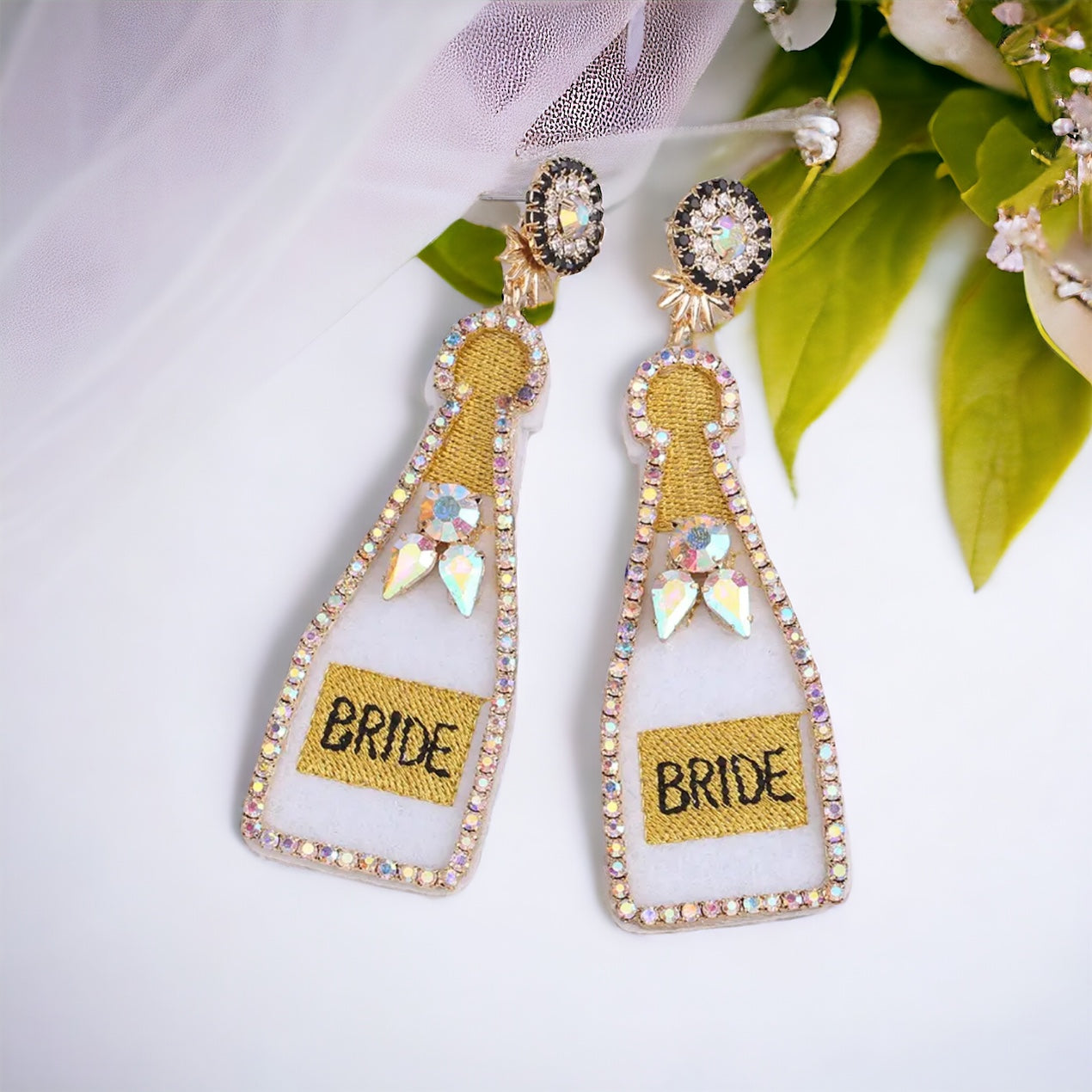 Beaded Bride Earrings - Bridal Shower, Valentine’s Day, Beaded Earrings, Engagement Party, Honeymoon, Bridal Earrings, Bridal Accessories, Bride Tribe, Bachelorette