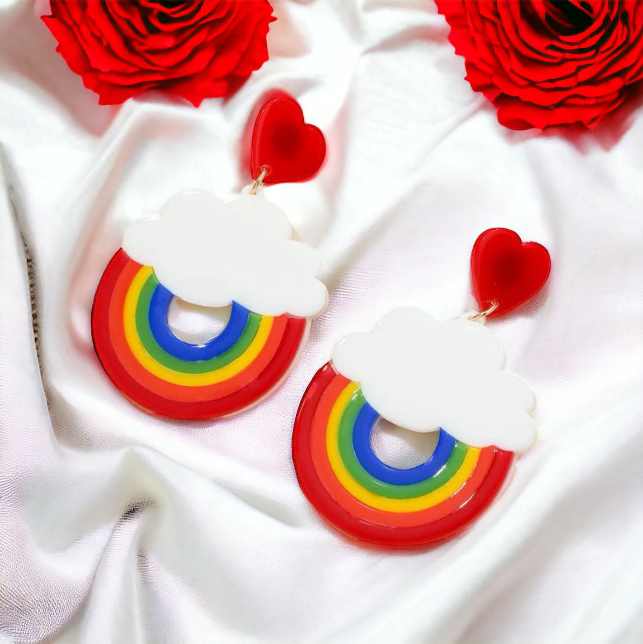 Whimsical Rainbow Cloud Earrings - Shine with PRIDE!