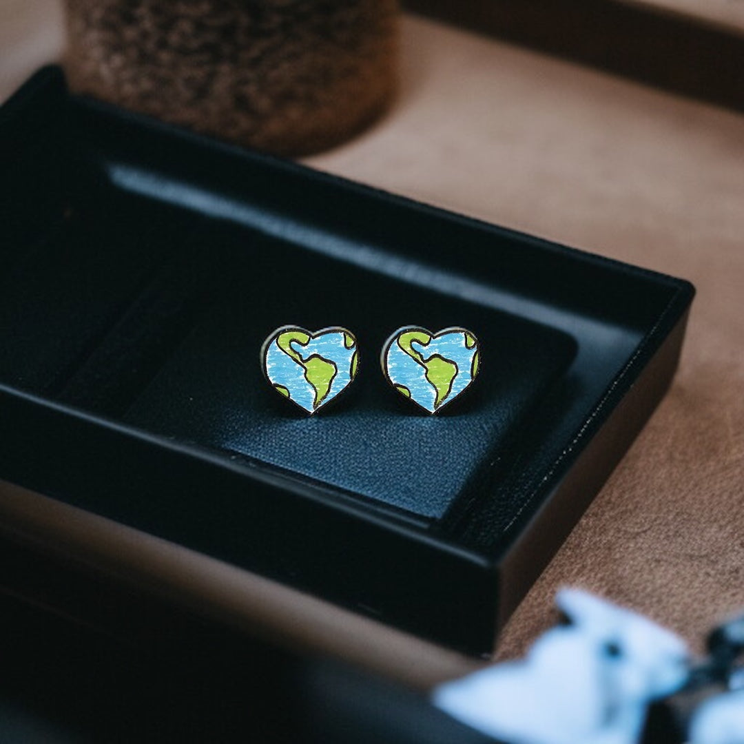 Mother Earth Heart Earrings - Handmade with Love! 🌎