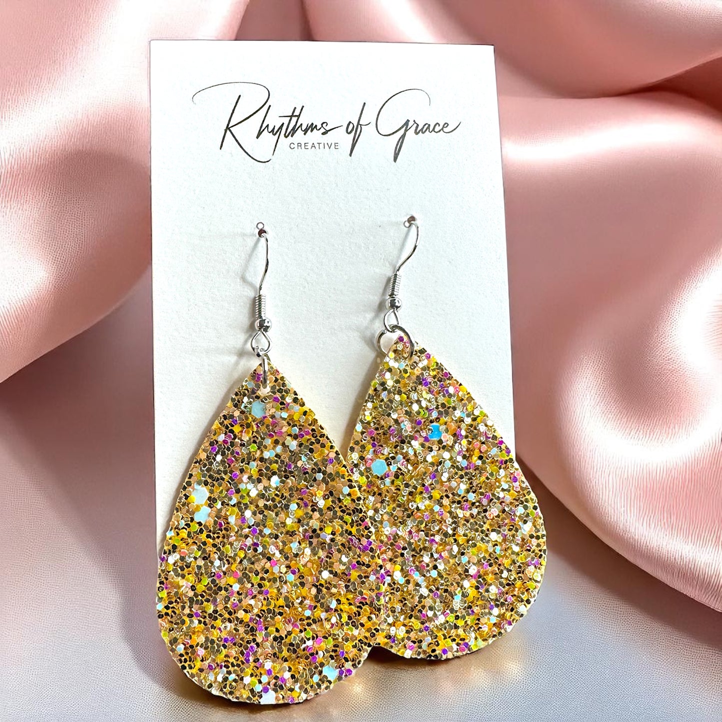Sparkle & Shine: Glitter Teardrop Dangle Earrings ✨ - Rhythms of Grace Creative