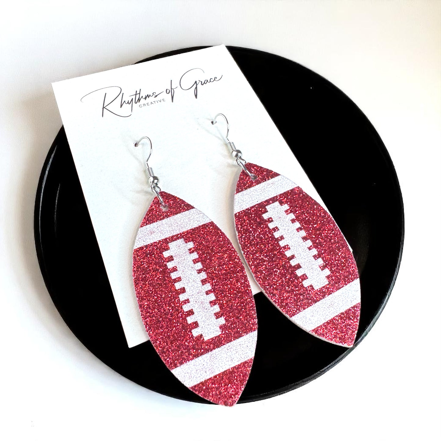 Score Big with Sparkle! Glitter Football Dangle Earrings 🏈