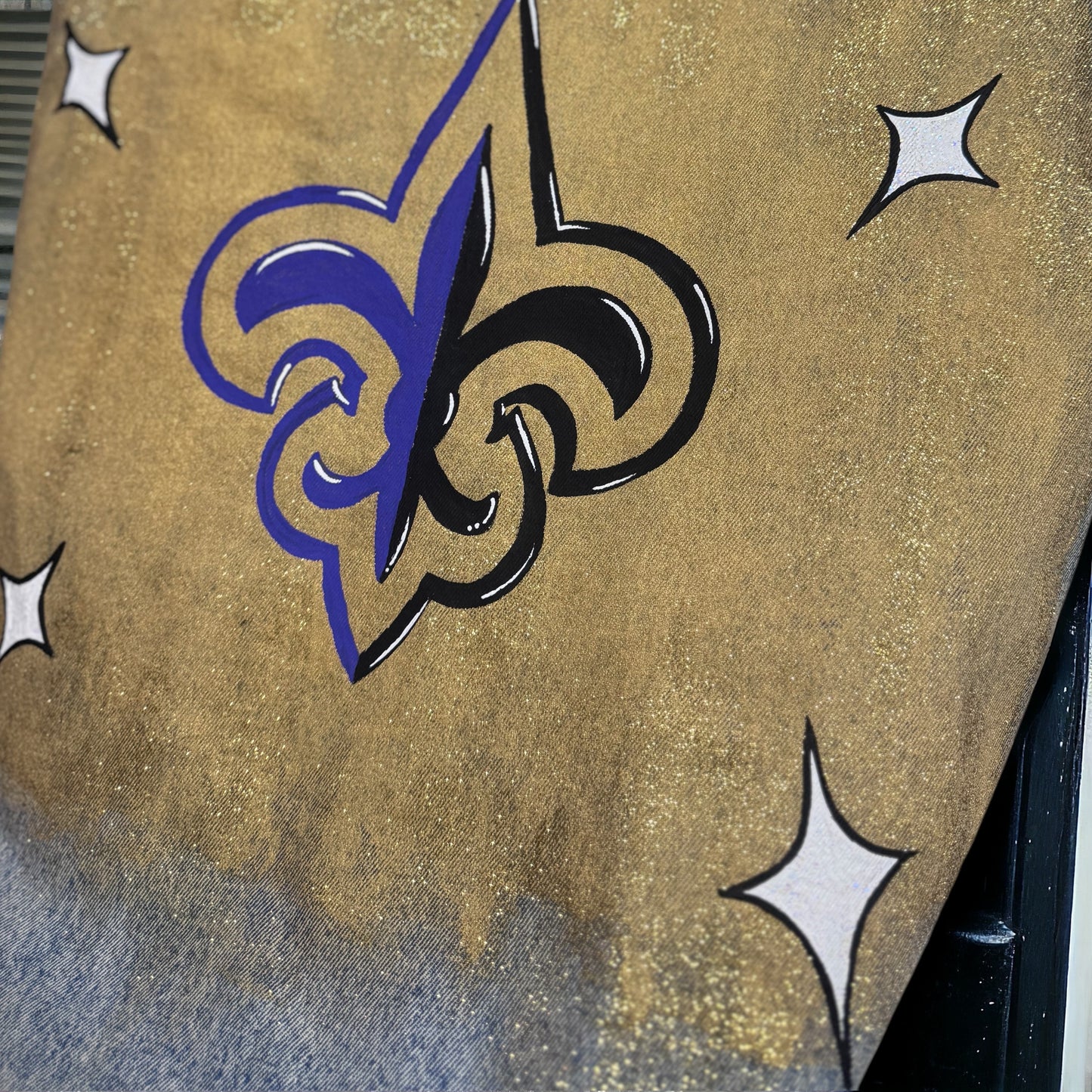 Hand-Painted Jean Jacket: GAMEDAY! | Perfect for LSU & Saints Fans | Oversized Long Denim