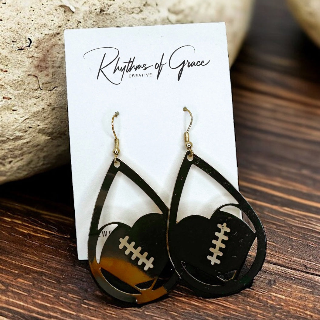 Touchdown in Style: Gold Football Earrings!