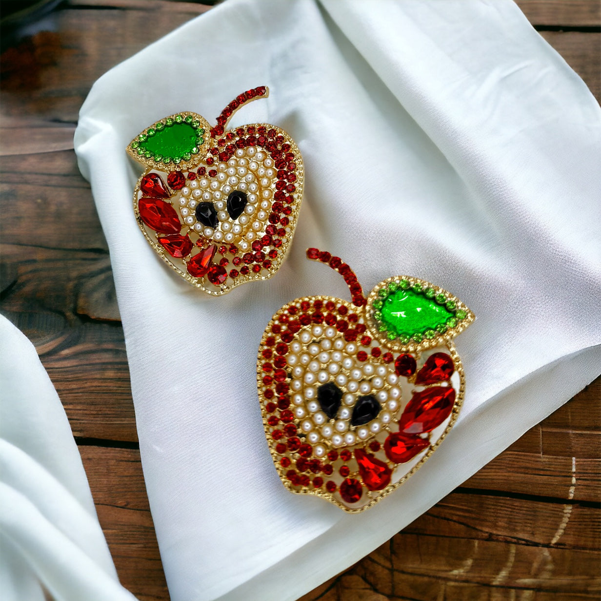 Sparkle into Back-to-School Season: Oversized Rhinestone Apple Dangle Earrings 🍎