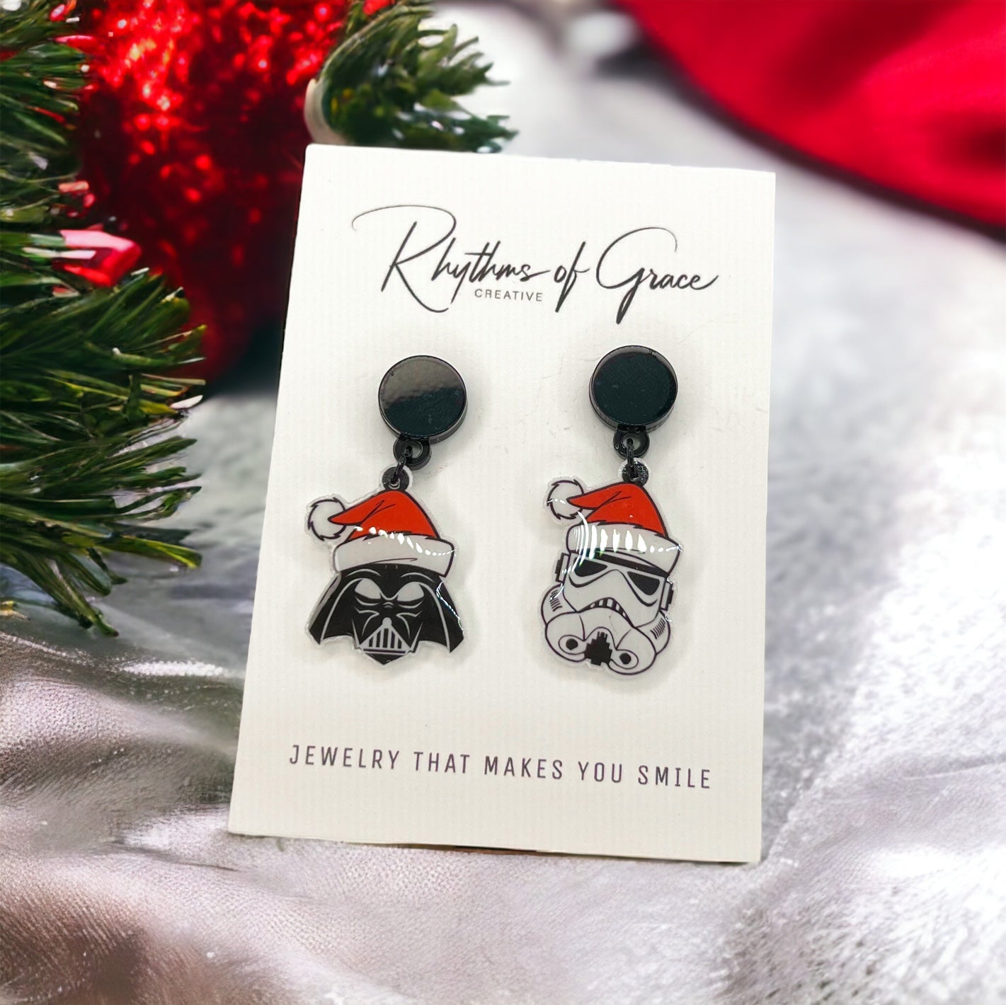 Sci Fi Earrings - Handmade Jewelry, Science Fiction Earrings, Stormtrooper Earrings, Handmade Earring, Christmas Earrings - Rhythms of Grace Creative
