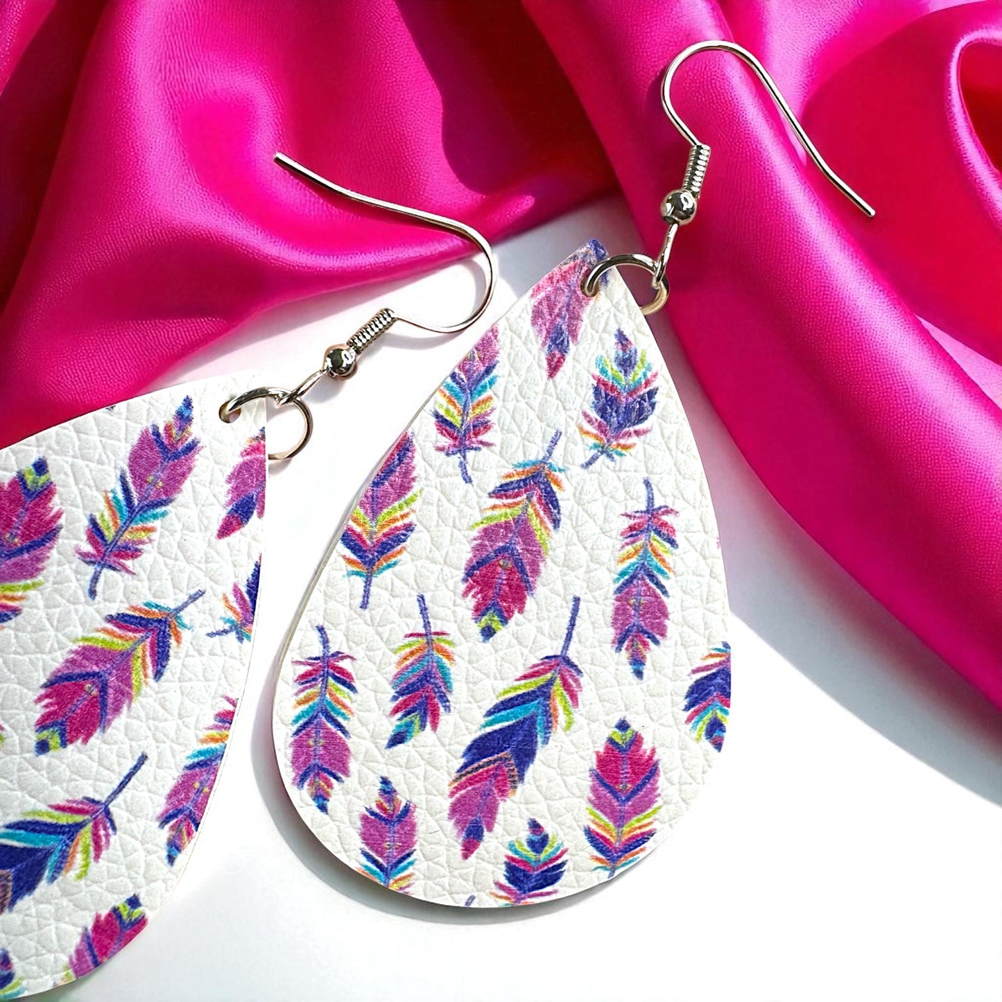 Colorful Feather Teardrop Earrings – Bold, Bright & Totally Fun!
