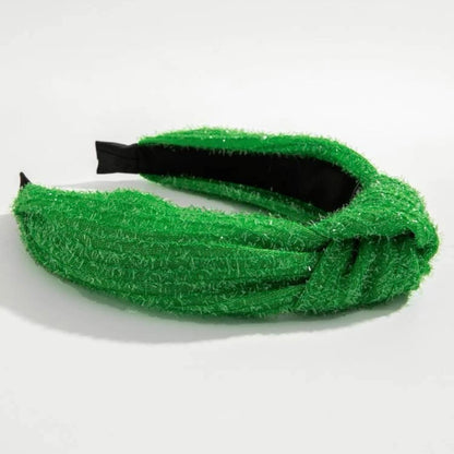 Green Topknot Headband - Handmade Headpiece, Green Headpiece, Holiday Headband, Green Headband