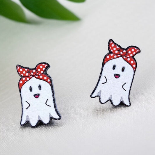 Spooktacular Retro Ghost Stud Earrings 👻