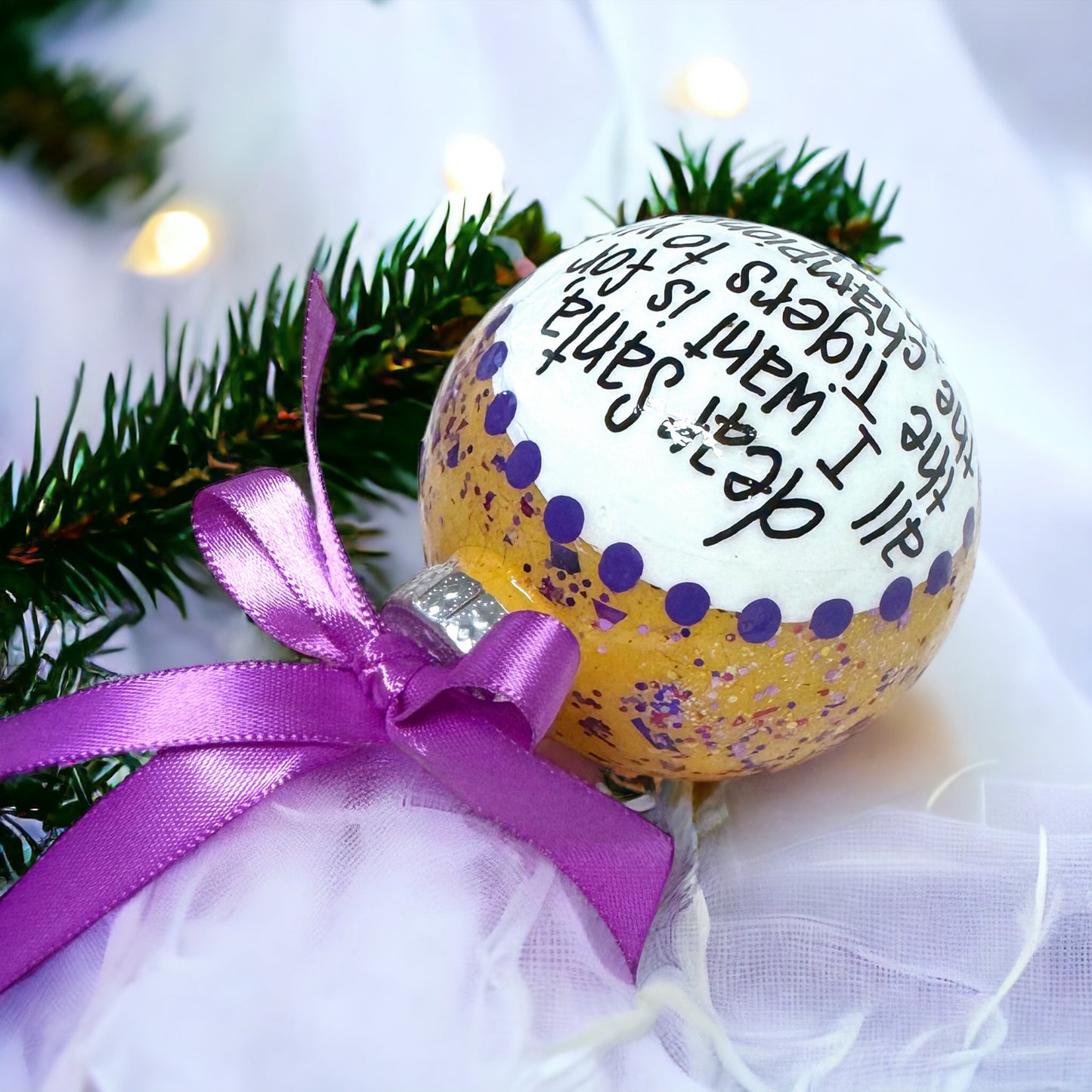 Tigers Championship Wish Christmas Ornament | Unique Hand-Painted Holiday Decor | Perfect Gift for Sports Fans!