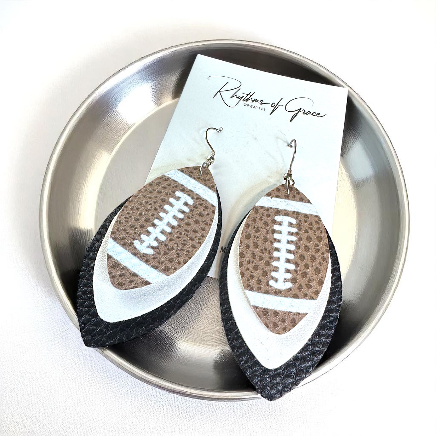 Game Day Glam: Black and White Football Earrings for the Ultimate Fan!
