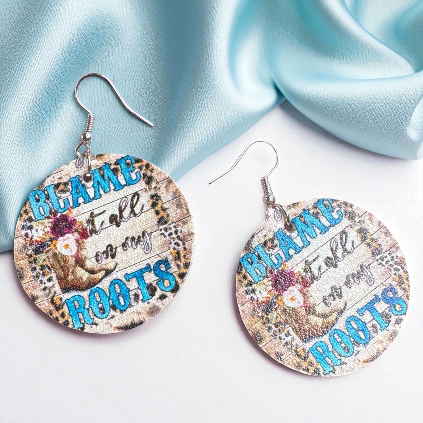 Blame It All On My Roots: Floral Cowgirl Boot Western Dangle Earrings