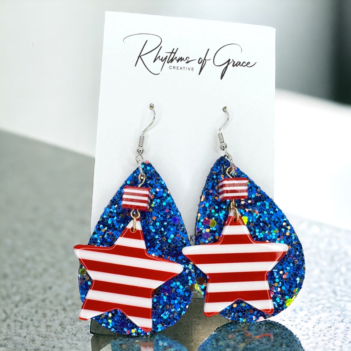 Patriotic Teardrop Earrings - Show Your Stars and Stripes!