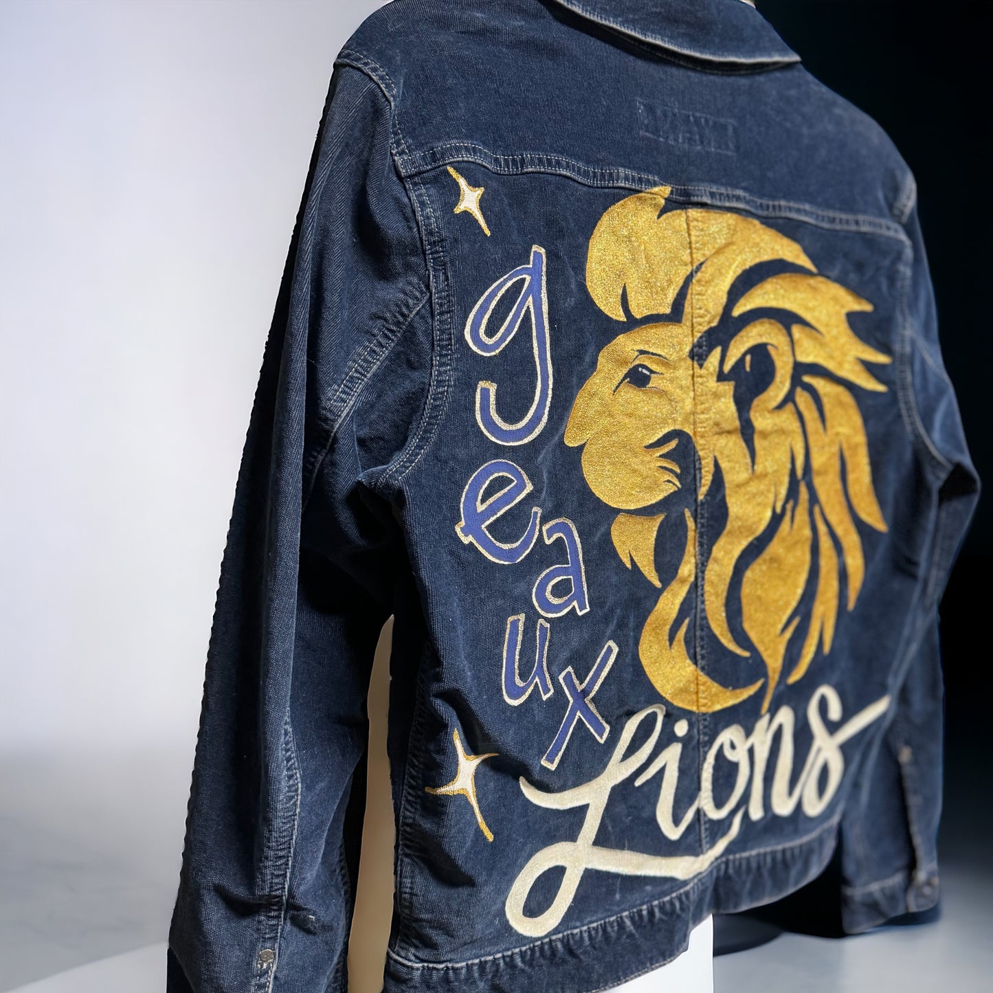 Hand Painted Jacket: “Geaux Lions” I Ladies Size Small Petite