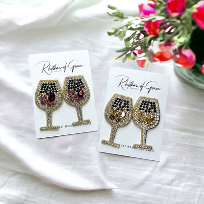 Wine Earrings - Res Wine, White Wine, Wine Glass, Vino Earrings, Wine Jewelry, Bride, Wine Accessories