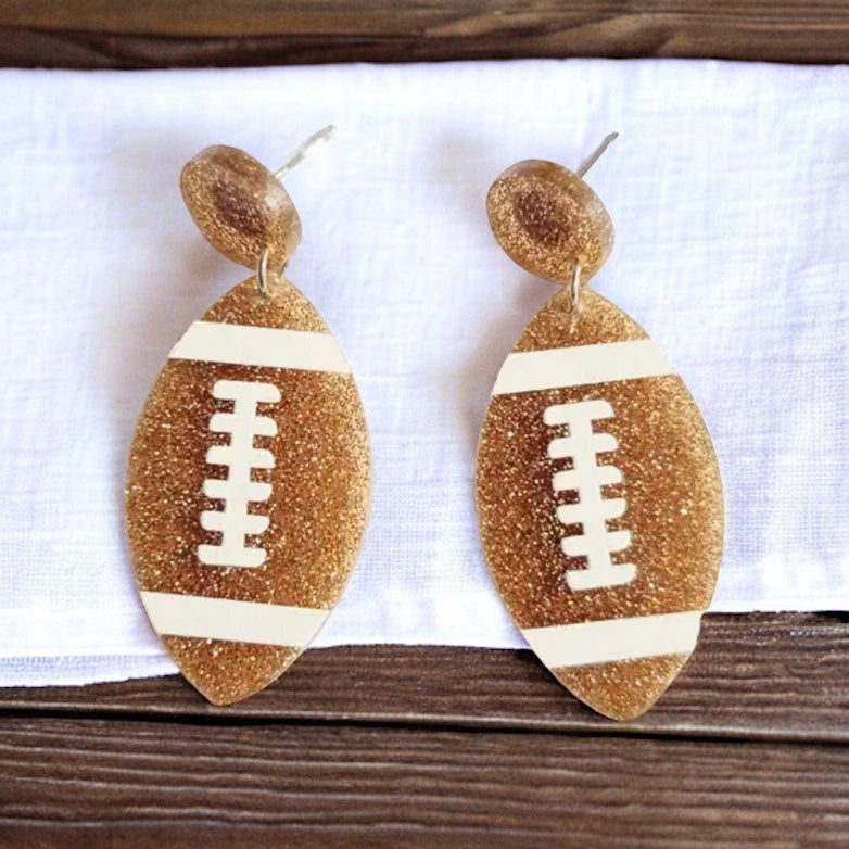 Game Day Glam: Sparkling Football Earrings! 🏈✨