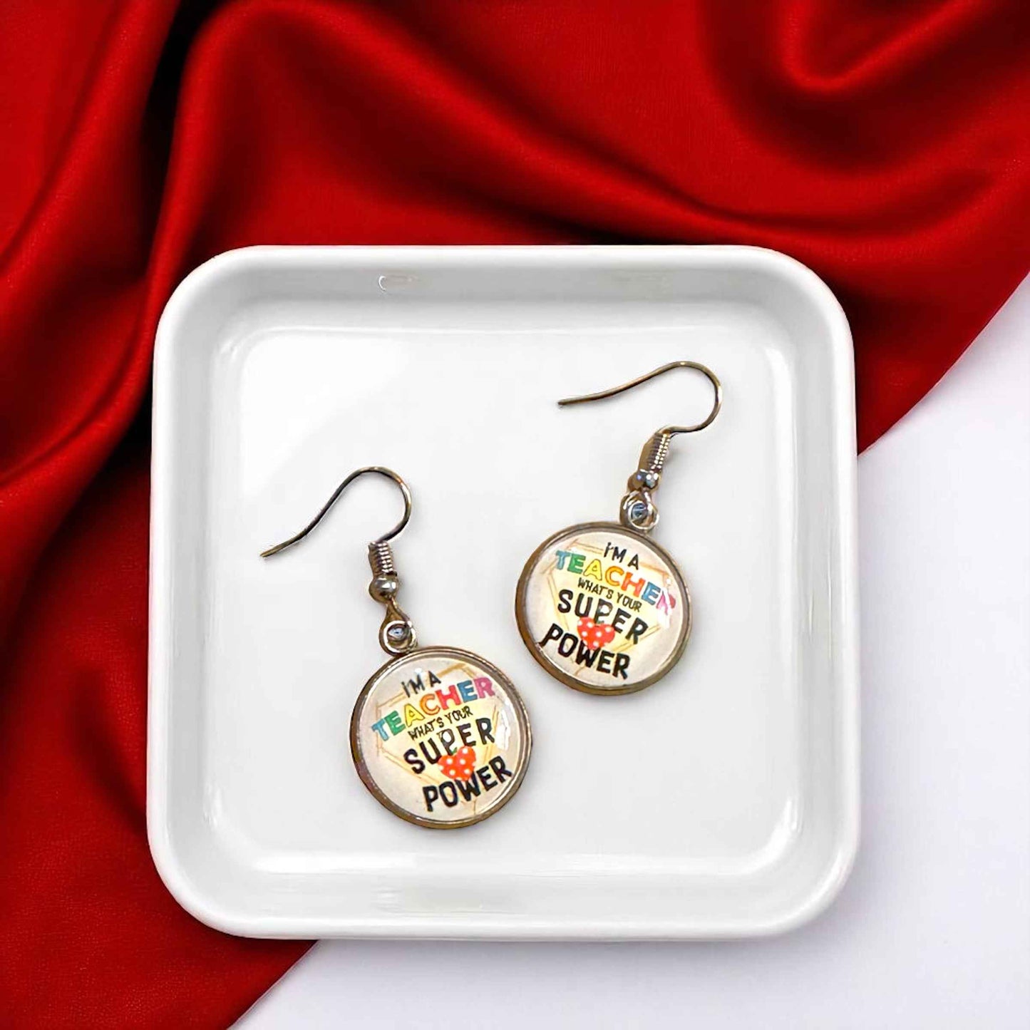 Inspire & Shine with Teacher Cabochon Dangle Earrings!