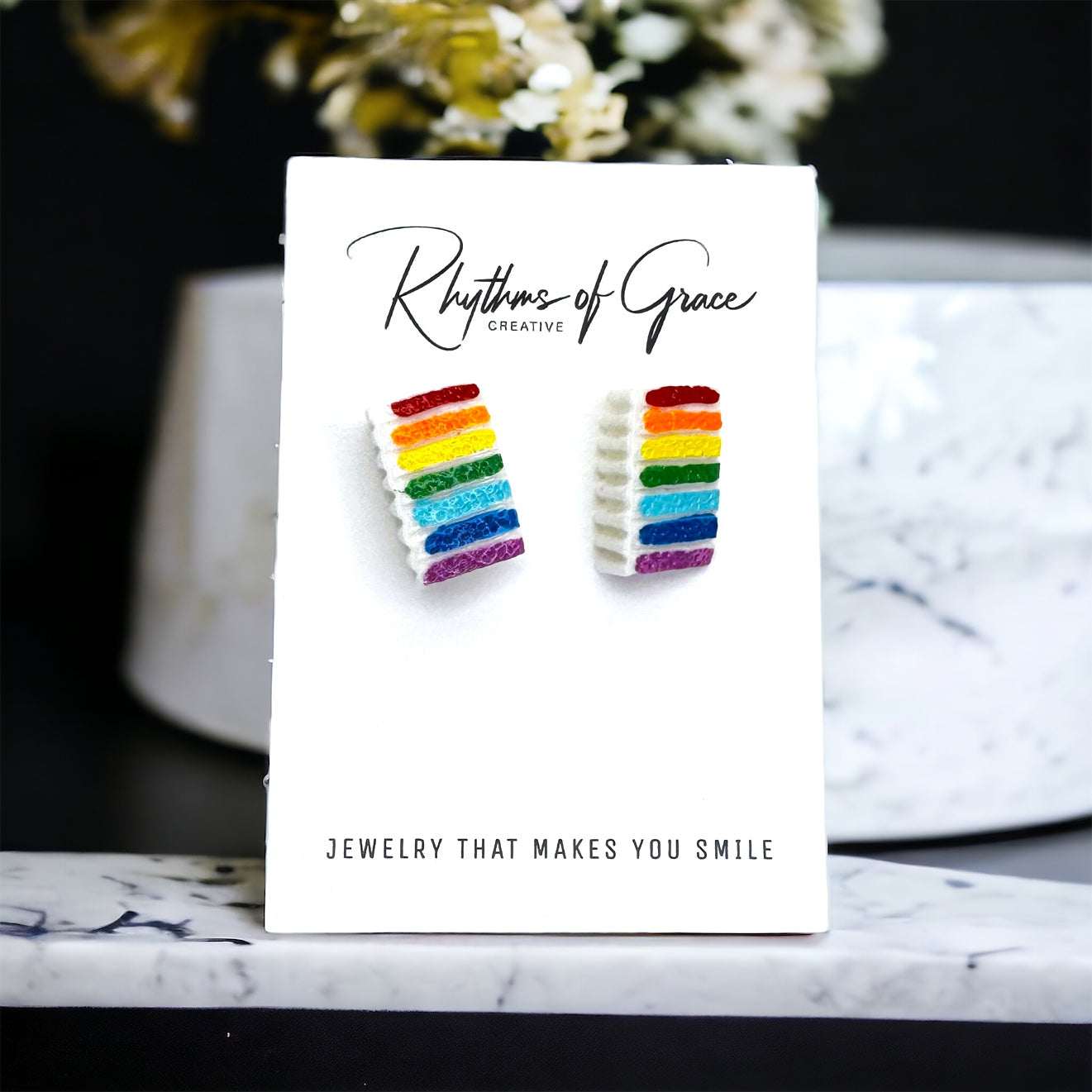Doberge Cale Earrings - Doberge Earrings, Birthday Earrings, Handmade Jewelry, Rainbow Earrings, Food Earrings, Cake Earrings, Rainbow Accessories, Rainbow Doberge