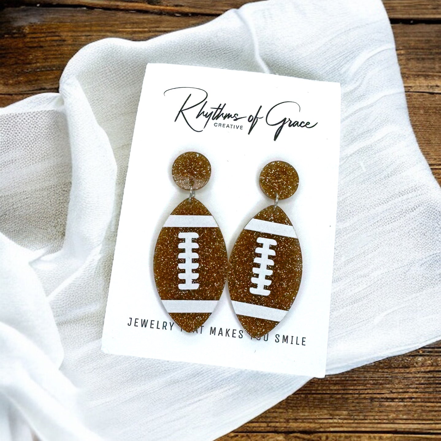Game Day Glam: Sparkling Football Earrings! 🏈✨