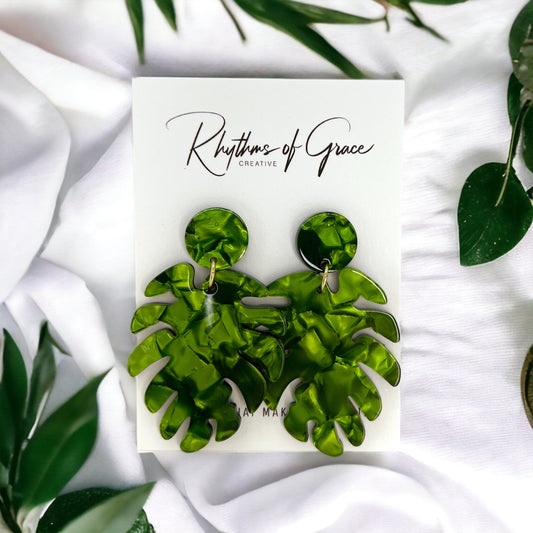 Green Plant Earrings - Plant Accessories, Handmade Earrings, Crazy Plant Lady, Plant Based, Botanical Earrings