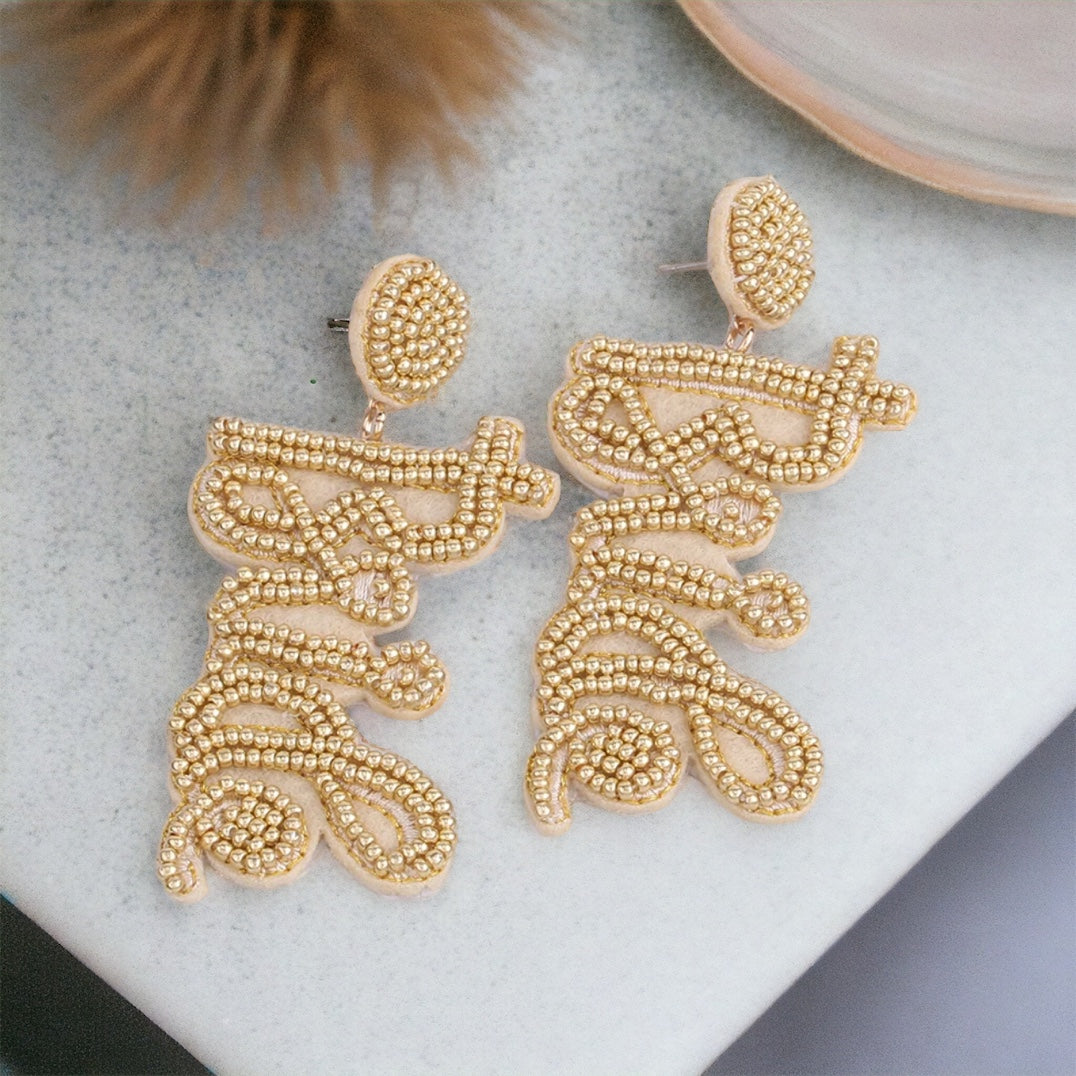 Here Comes the Sparkle – Gold "BRIDE" Beaded Earrings