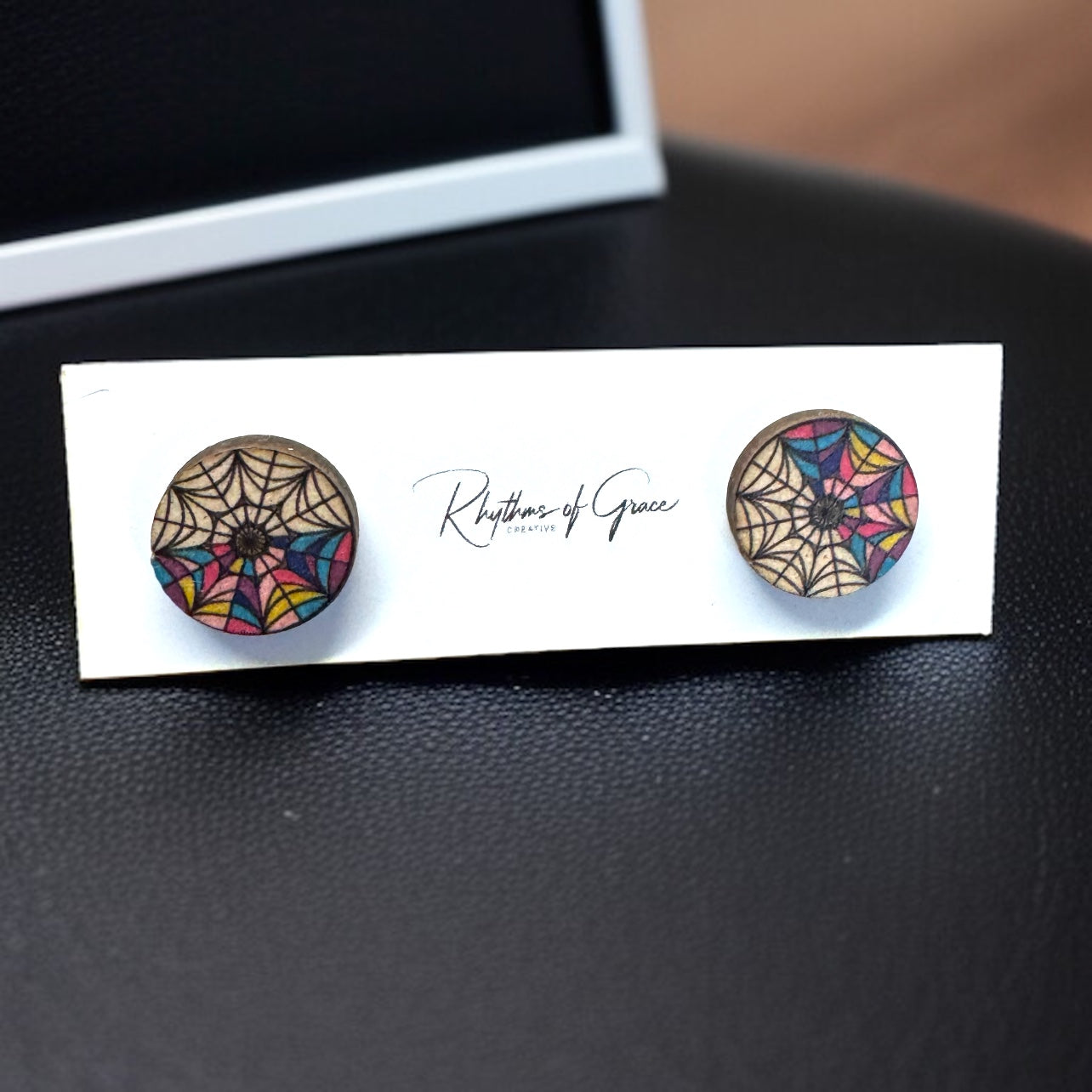 Wednesday Vibes: Enchanting Stained Glass Stud Earrings!
