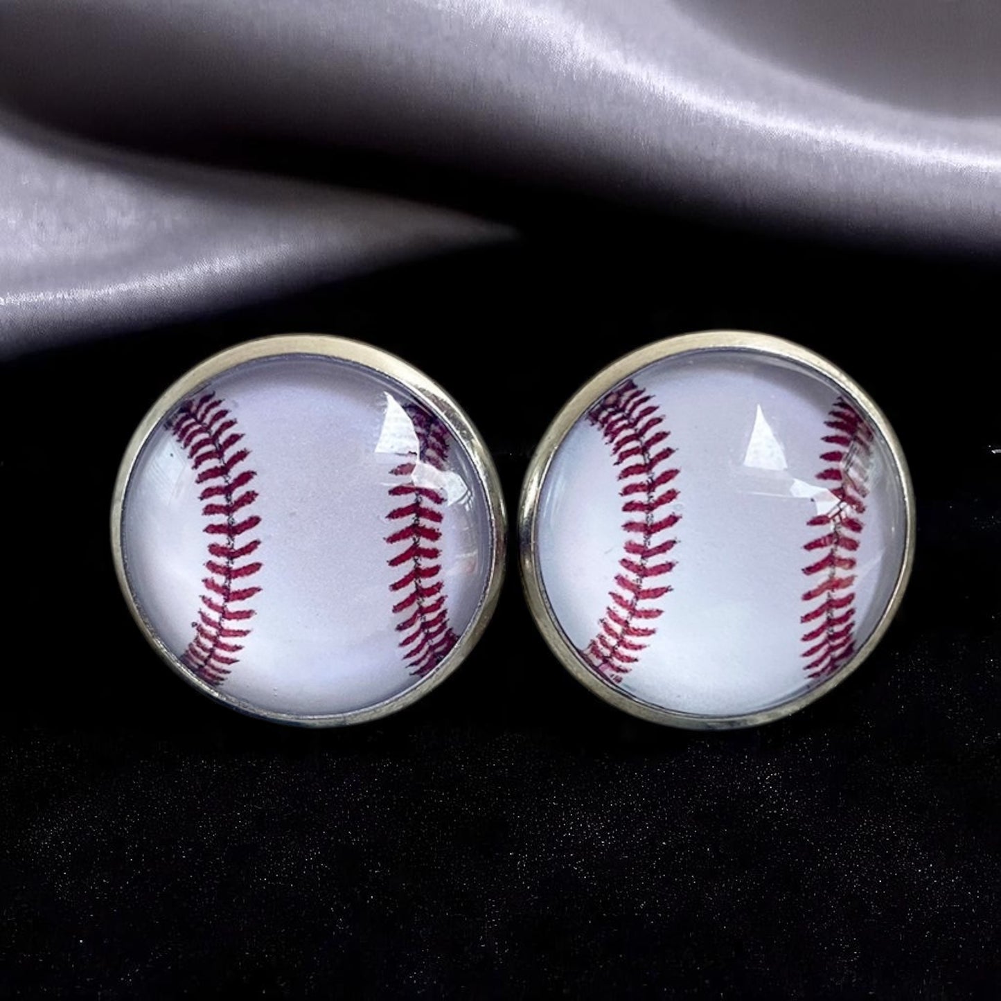 Hit a Style Home Run with Baseball Cabochon Stud Earrings! ⚾️