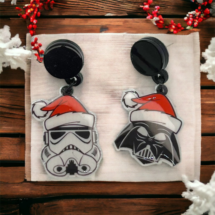 Sci Fi Earrings - Handmade Jewelry, Science Fiction Earrings, Stormtrooper Earrings, Handmade Earring, Christmas Earrings - Rhythms of Grace Creative