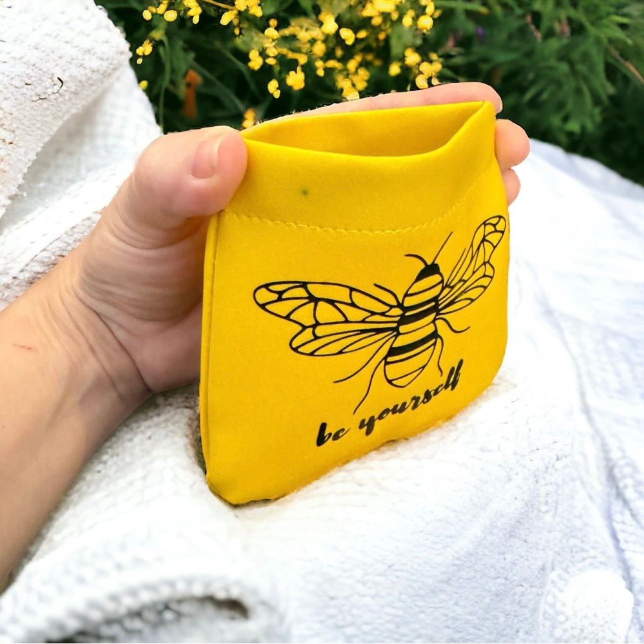 Charming Yellow Faux Leather Coin Purse “Be Yourself” - Brand New, Gift