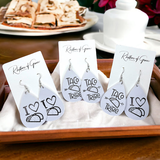 Taco Earrings - Taco Tuesday, Cinco de Mayo, Taco Jewelry, Dia de los Muertos, Mexican Food