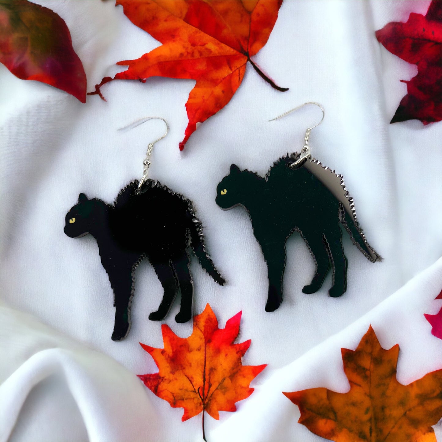 Black Cat Earrings - Halloween Earrings, Superstition, Cat Jewelry, Black Cat - Rhythms of Grace Creative