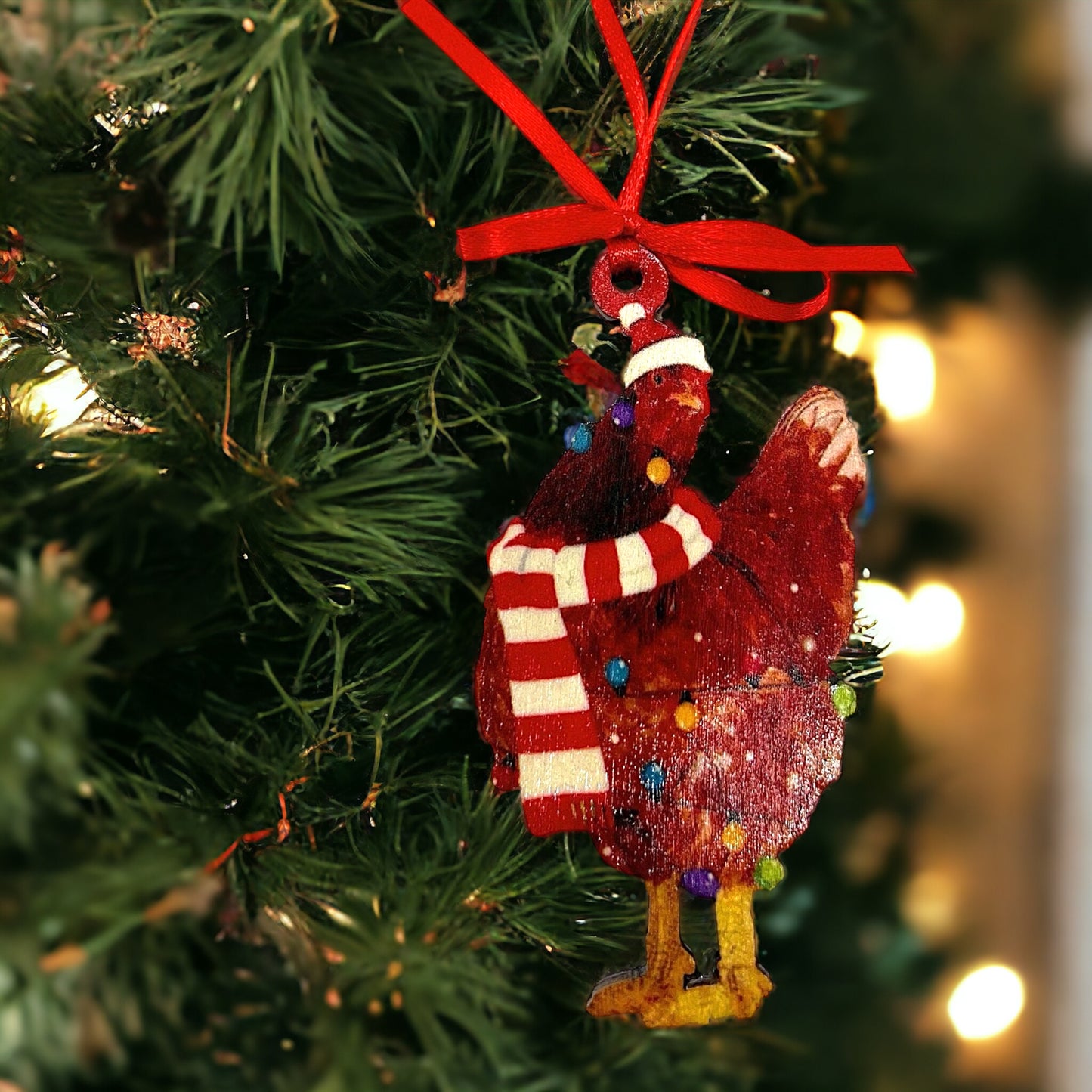 Cluckin' Cute 2024 Red Rooster Christmas Ornament - Personalize Your Holiday Cheer! - Rhythms of Grace Creative