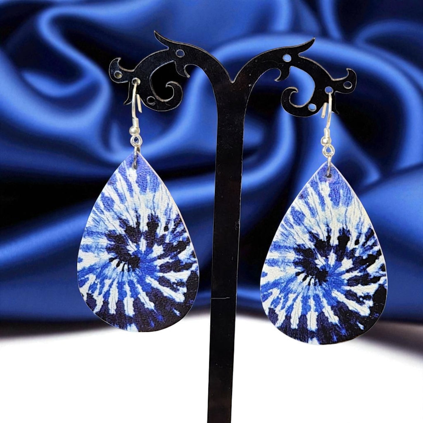 Blue Tie Dyed Teardrop Earrings – Chill Vibes Only 💙