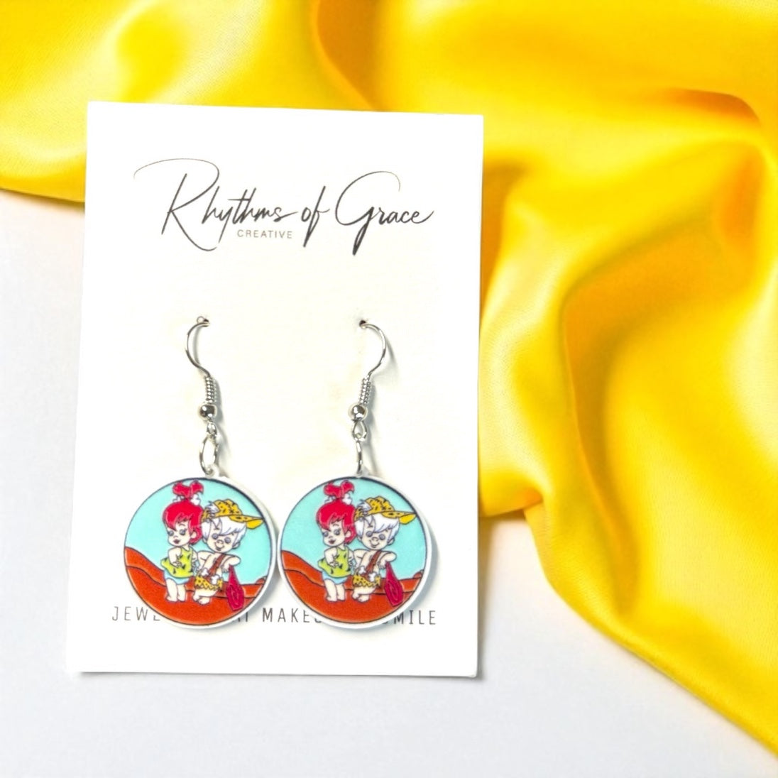 Yabba Dabba Cute! – Flintstones Earrings Featuring Pebbles & Bamm-Bamm 🦴