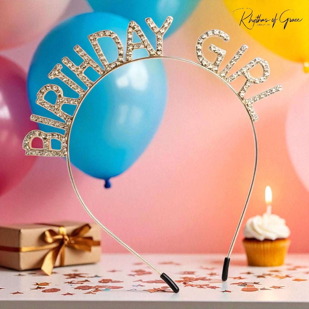Birthday Headband - Rhinestone Headband, Rhinestone Headpiece, Birthday Headpiece, Birthday Party, It’s My Birthday - Rhythms of Grace Creative