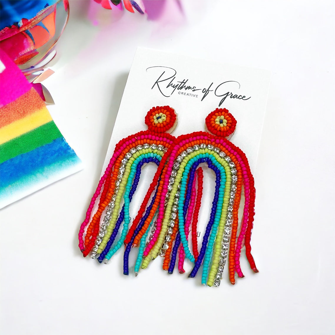 Beaded Rainbow Earrings - Celebrate Love & Joy! 🌈