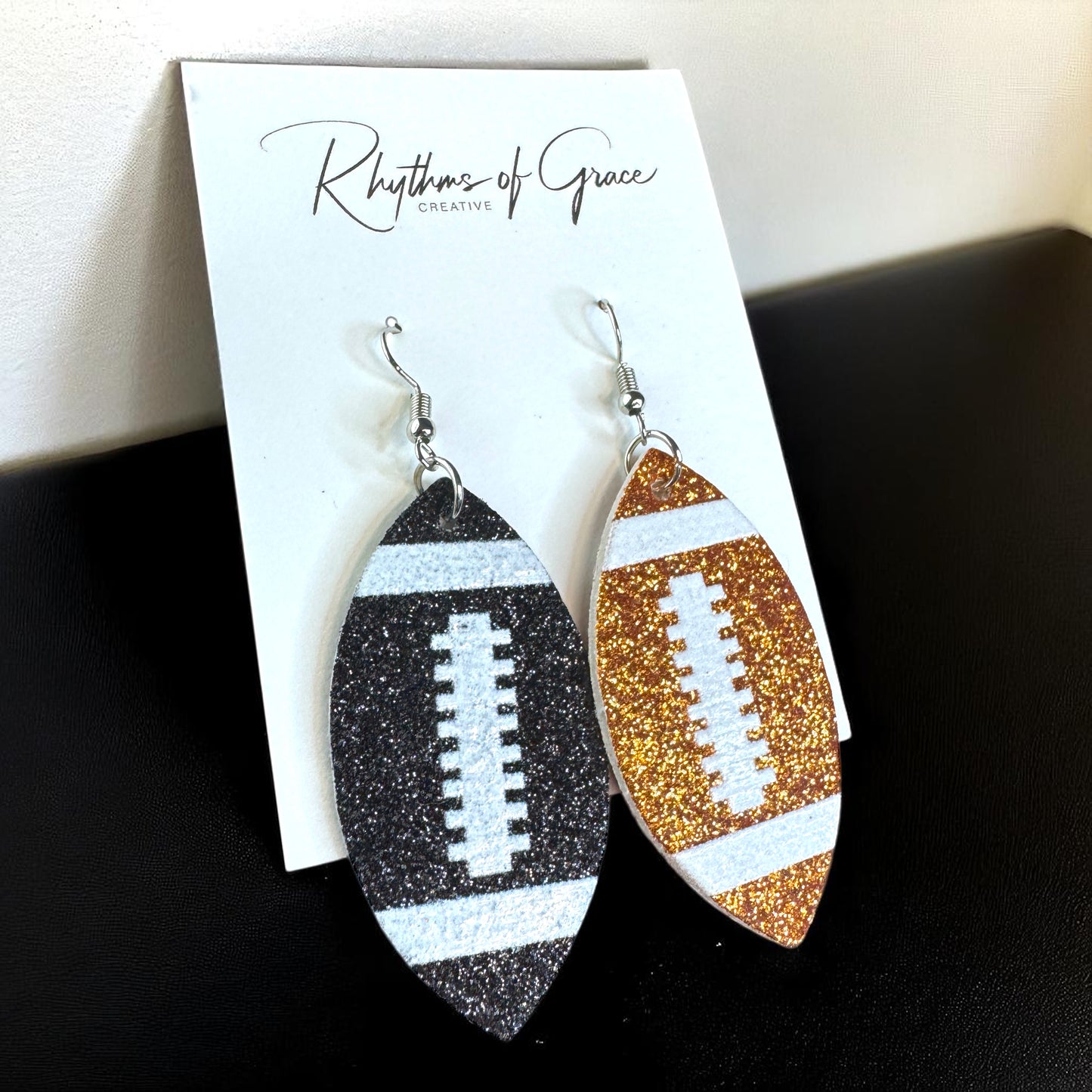 Score Big with Sparkle! Glitter Football Dangle Earrings 🏈