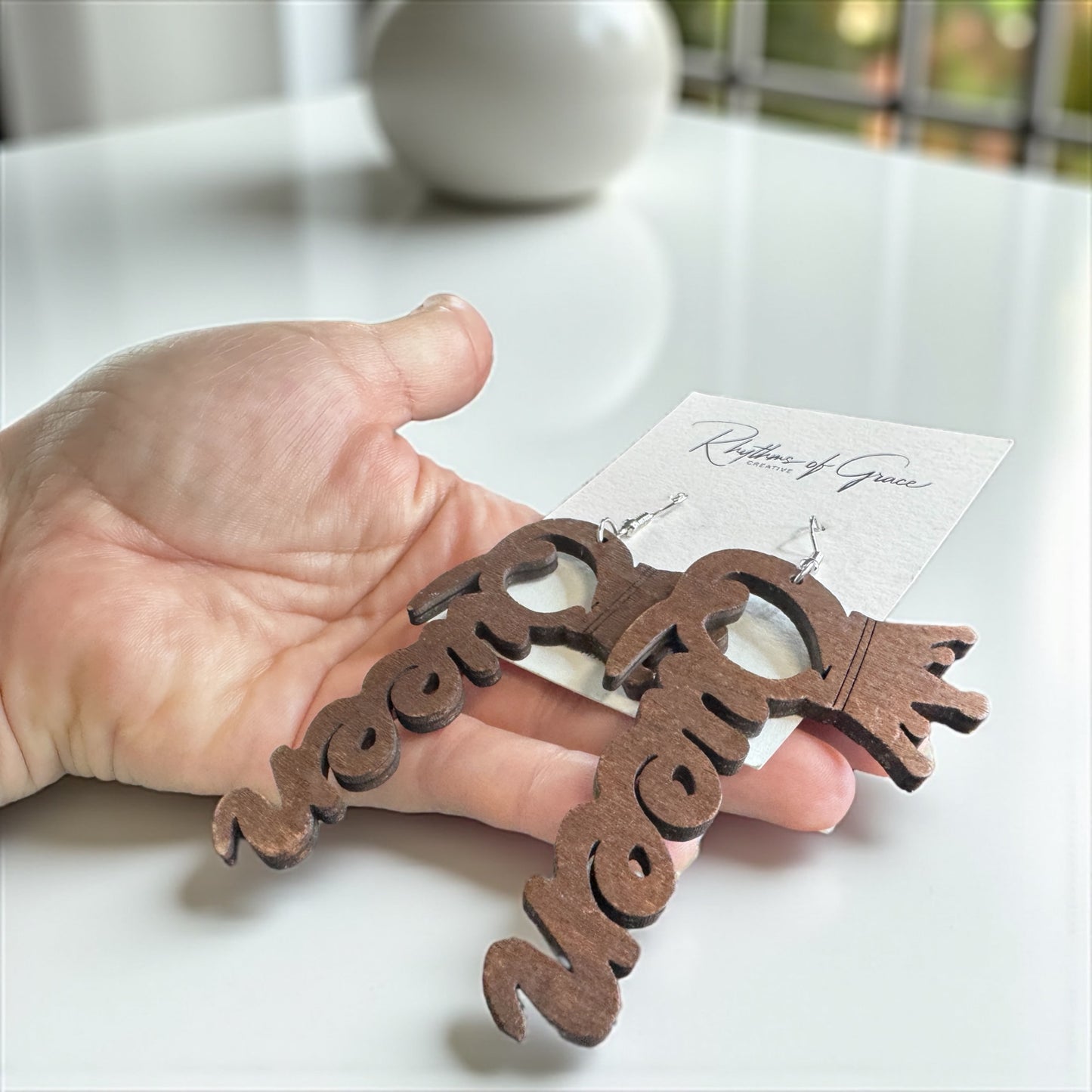 QUEEN Energy Activated – Brown Wood Earrings That Slay