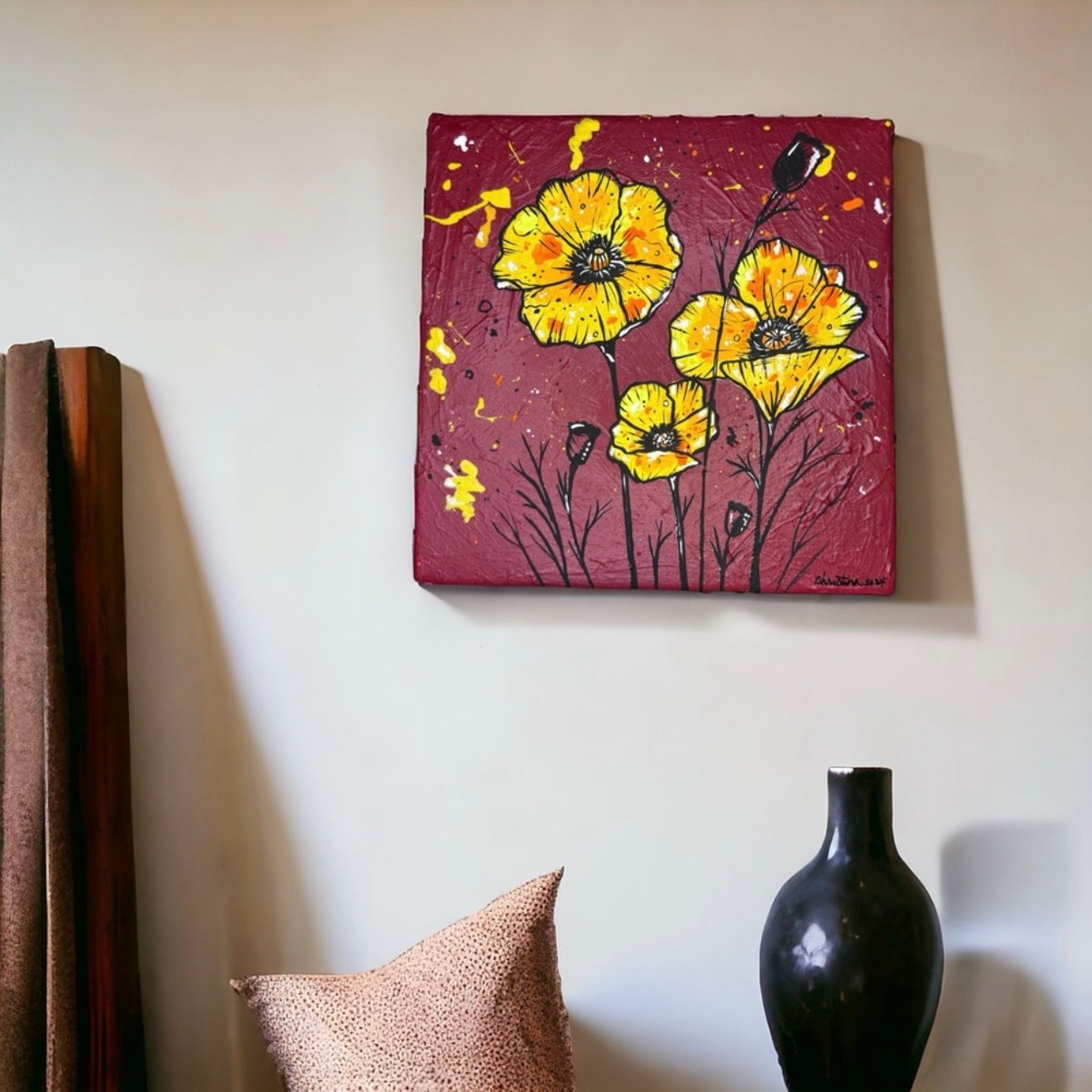 Original Artwork Textured Painting - "Harmony in Bloom" - Unique 8x8 Canvas Art