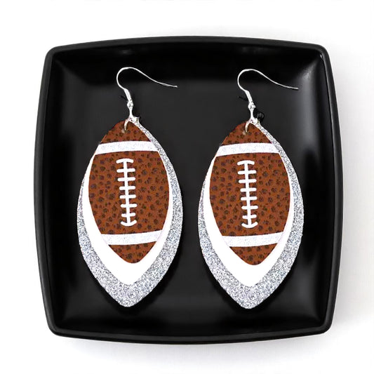 Game Day Glam: Silver and White Football Earrings for the Ultimate Fan!
