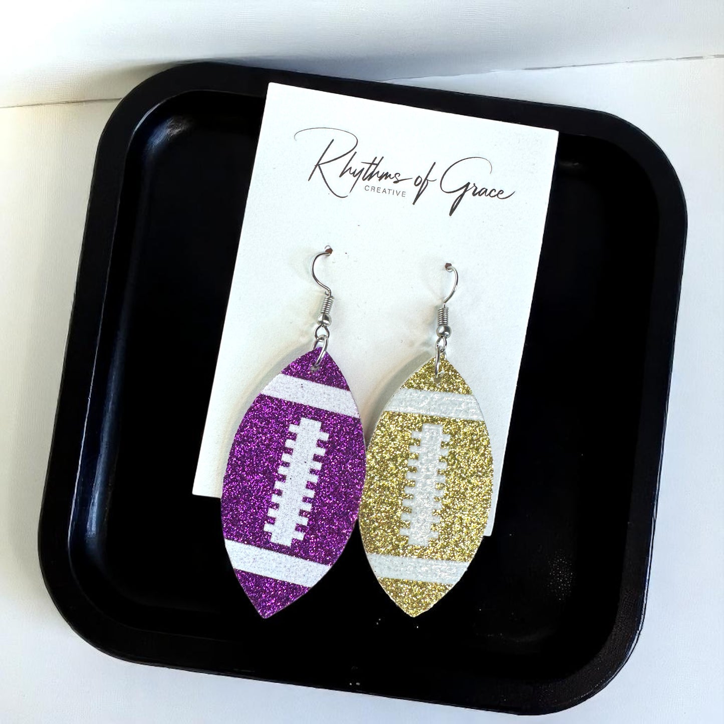 Score Big with Sparkle! Glitter Football Dangle Earrings 🏈