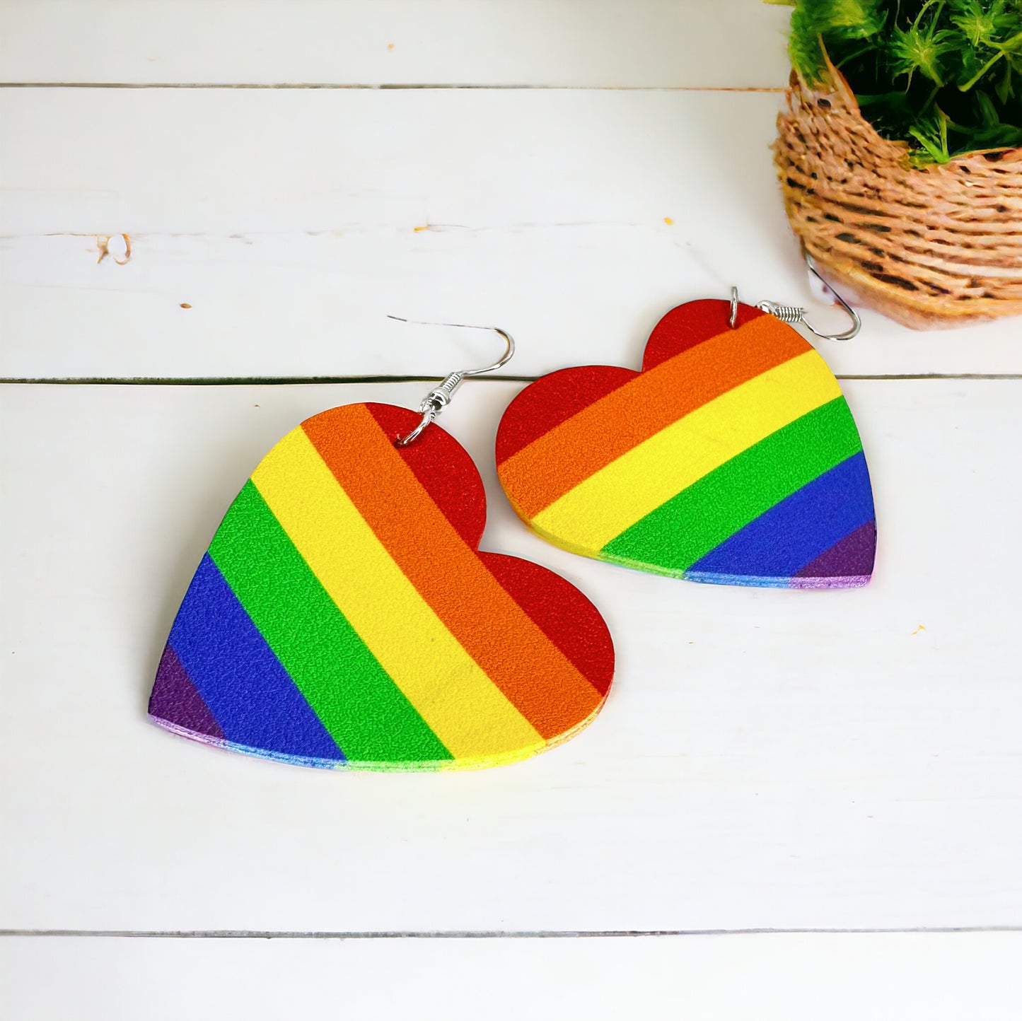 Rainbow Heart Dangle Earrings – Wear Your Pride! 🏳️🌈